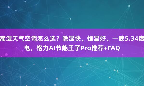 潮湿天气空调怎么选？除湿快、恒温好、一晚5.34度电，格力AI节能王子Pro推荐+FAQ